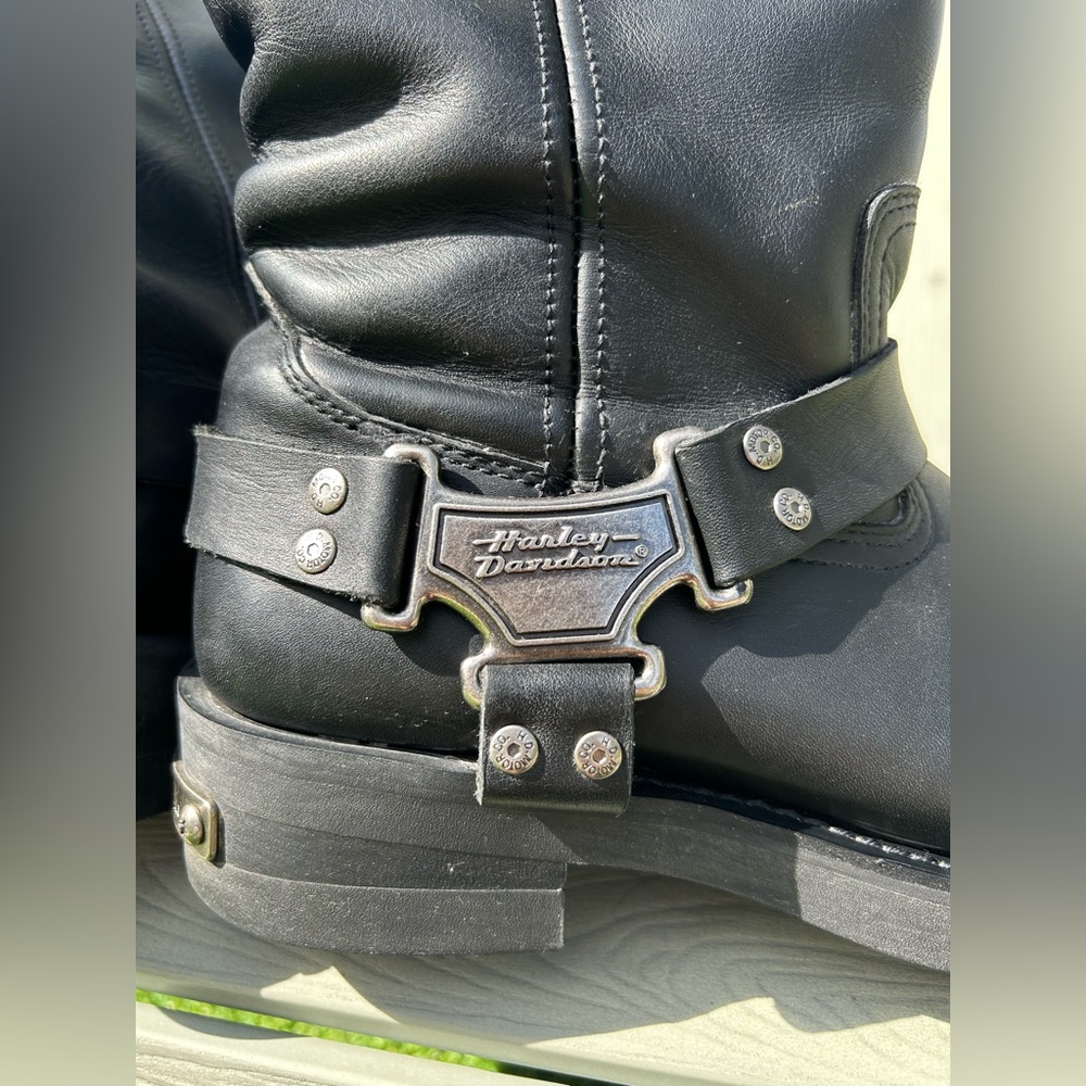 Harley Davidson Mega Harness Black Leather Motorcycle Riding Boots Men’s 11 wide - Picture 4 of 13